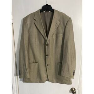 Linea Uomo sport coat blazer men’s size 44 long tan 100% silk jacket classic